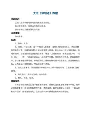 幼儿园大班教案《穿地道》 包含反思