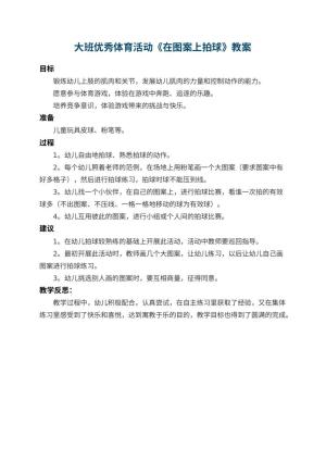 幼儿园大班优秀体育活动教案《在图案上拍球》 包含反思预览