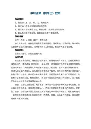 幼儿园中班健康优秀教案《捉尾巴》 包含反思预览