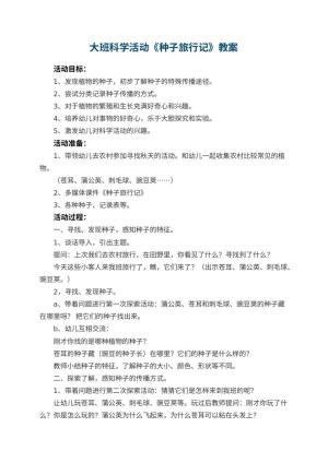 幼儿园大班科学活动教案《种子旅行记》 包含反思预览