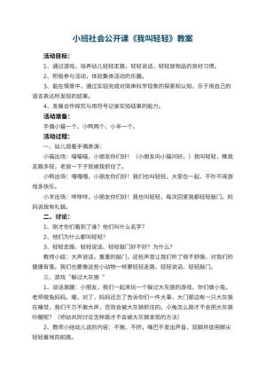 幼儿园小班社会公开课教案《我叫轻轻》 包含反思预览