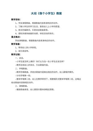 幼儿园大班教案《像个小学生》预览