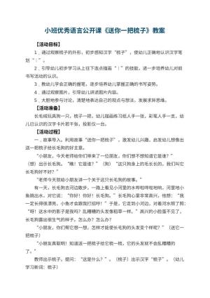 幼儿园小班优秀语言公开课教案《送你一把梳子》 包含反思预览