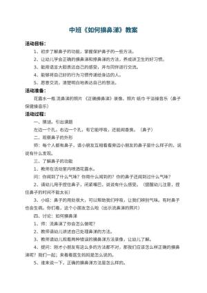 幼儿园中班教案《如何擤鼻涕》预览