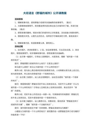 幼儿园大班语言《野猫的城市》公开课教案 包含反思预览