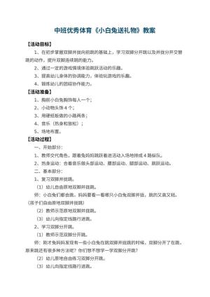 幼儿园中班优秀体育教案《小白兔送礼物》 包含反思预览