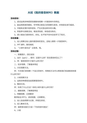 幼儿园大班教案《我的银杏树叶》