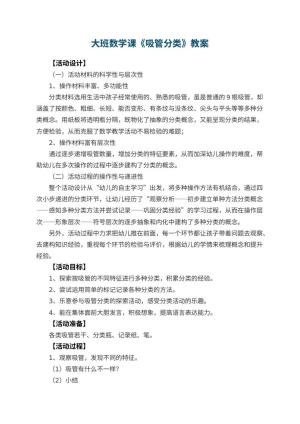 幼儿园大班数学课教案《吸管分类》 包含反思预览