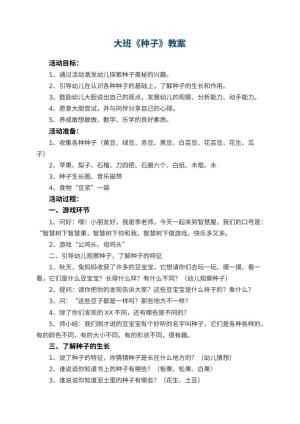 幼儿园大班教案《种子》预览