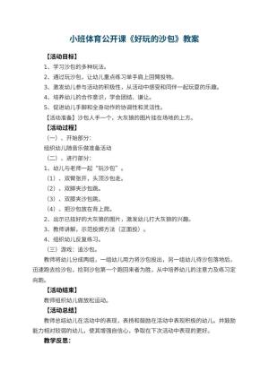 幼儿园小班体育公开课教案《好玩的沙包》 包含反思预览