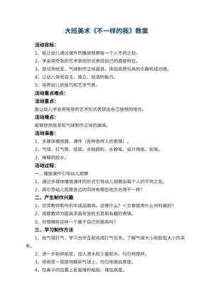 幼儿园大班美术教案《不一样的我》 包含反思预览