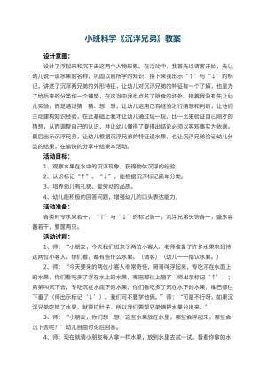 幼儿园小班科学优秀教案《沉浮兄弟》 包含反思预览