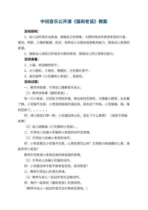 幼儿园中班音乐公开课教案《猫和老鼠》 包含反思预览