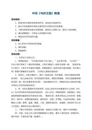 幼儿园中班教案《鸟的王国》 包含反思预览