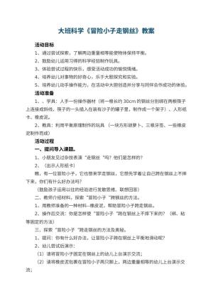 幼儿园大班科学教案《冒险小子走钢丝》 包含反思预览