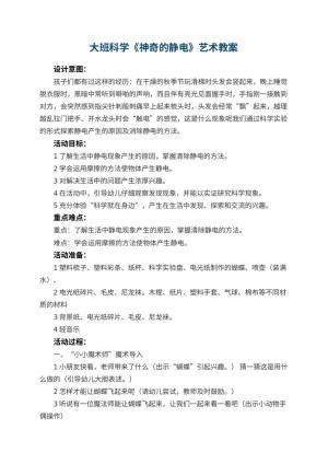幼儿园大班科学《神奇的静电》艺术教案 包含反思预览