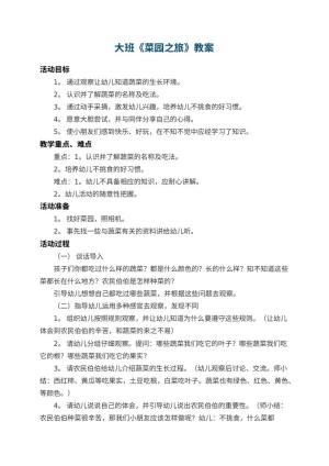 幼儿园大班教案《菜园之旅》 包含反思预览