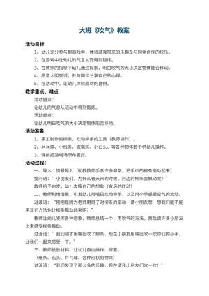 幼儿园大班教案《吹气》 包含反思预览