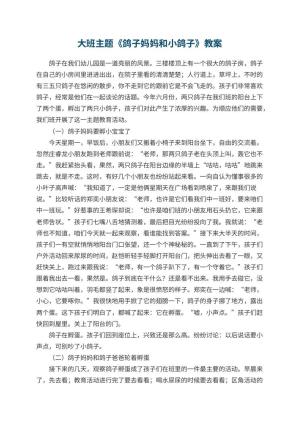 幼儿园大班主题教案《鸽子妈妈和小鸽子》 包含反思预览