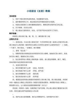 幼儿园小班语言教案《五官》预览