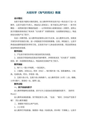 幼儿园大班科学教案《淘气的阳光》 包含反思