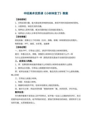 幼儿园中班美术优质课教案《小树林变了》 包含反思预览