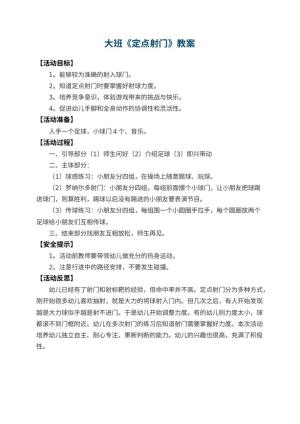 幼儿园大班教案《定点射门》 包含反思预览