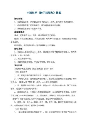 幼儿园小班科学教案《鞋子找朋友》 包含反思预览
