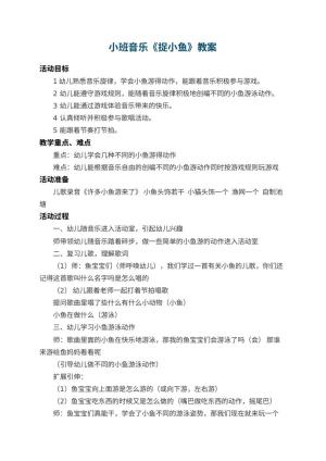 幼儿园小班音乐教案《捉小鱼》 包含反思预览