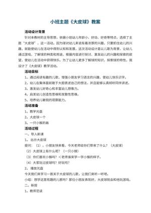 幼儿园小班主题教案《大皮球》 包含反思预览