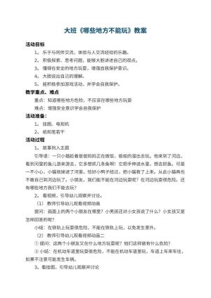 幼儿园大班教案《哪些地方不能玩》 包含反思预览