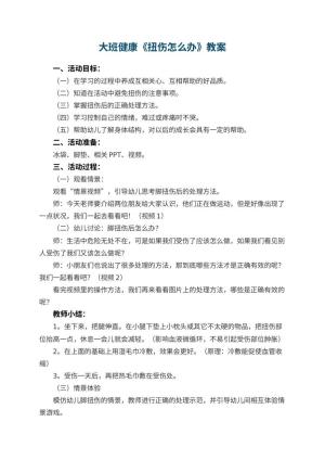 幼儿园大班健康《扭伤怎么办》教案 包含反思预览