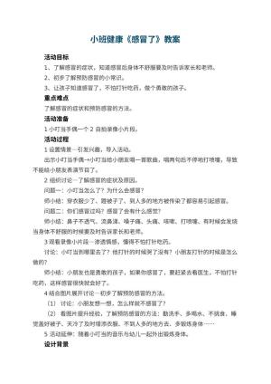 幼儿园小班健康教案《感冒了》