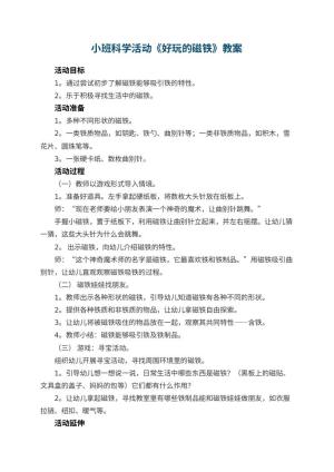 幼儿园小班科学活动教案《好玩的磁铁》 包含反思预览