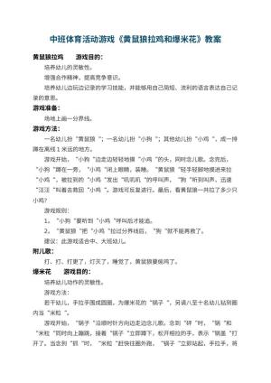 幼儿园中班体育活动游戏教案《黄鼠狼拉鸡和爆米花》预览