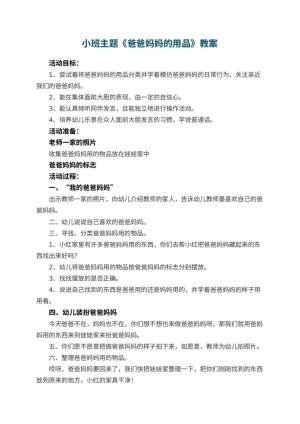 幼儿园小班主题优秀教案《爸爸妈妈的用品》 包含反思预览
