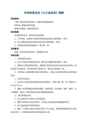 幼儿园中班体育活动教案《小小运动员》 包含反思