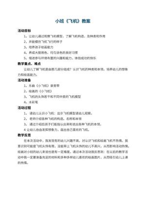 幼儿园小班教案《飞机》