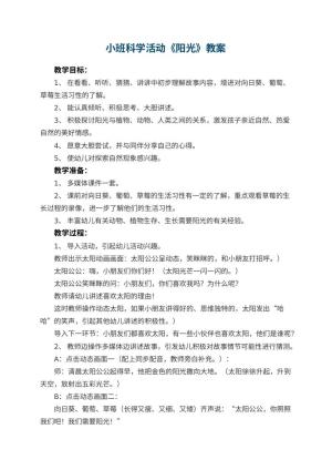 幼儿园小班科学活动教案《阳光》 包含反思预览