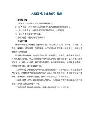 幼儿园大班游戏教案《捉龙虾》预览