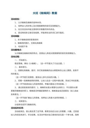 幼儿园大班教案《蜘蛛网》 包含反思