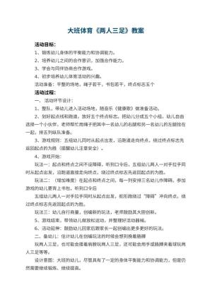 幼儿园大班体育教案《两人三足》