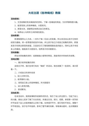 幼儿园大班主题教案《各种绳线》 包含反思预览
