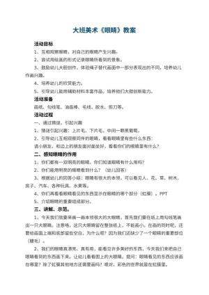 幼儿园大班美术教案《眼睛》 包含反思预览