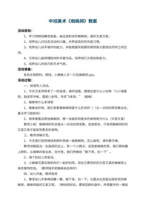 幼儿园中班美术教案《蜘蛛网》 包含反思预览