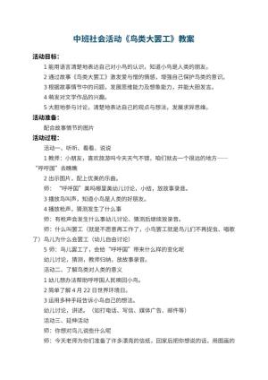 幼儿园中班社会活动教案《鸟类大罢工》 包含反思预览