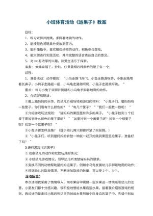 幼儿园小班体育活动教案《运果子》 包含反思预览