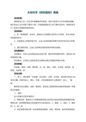 幼儿园大班科学教案《辨别面粉》 包含反思预览