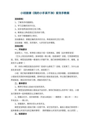 幼儿园小班健康《我的小手真干净》爱洗手教案 包含反思预览