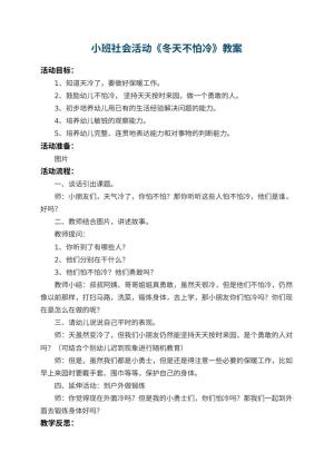 幼儿园小班社会教案活动《冬天不怕冷》 包含反思预览